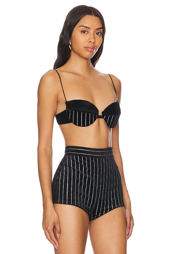 view 2 of 5 Crystal Velvet Bra Top in Black