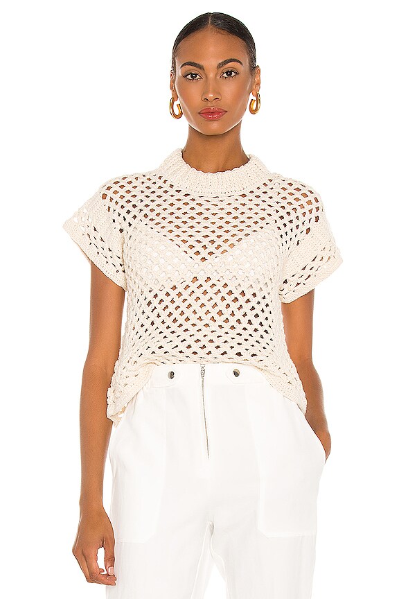 view 1 of 4 Ami Cropped Net Knit Top in Cream