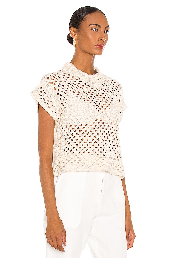 view 2 of 4 Ami Cropped Net Knit Top in Cream