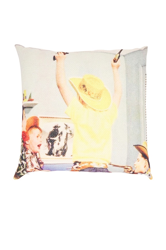 view 2 of 2 Western Printed Cushion in Yellow