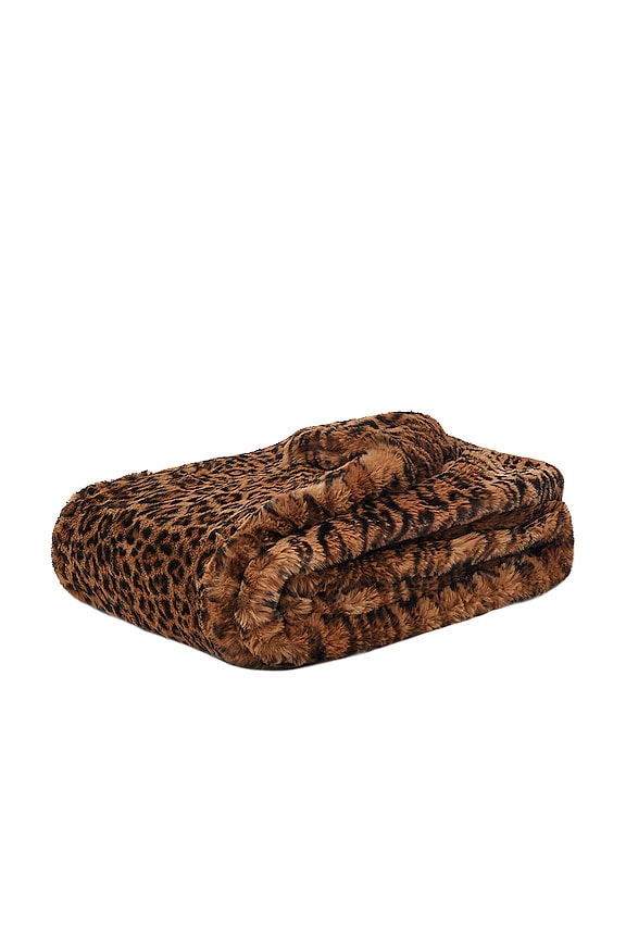 view 2 of 6 Brady Faux Fur Blanket in Leopard