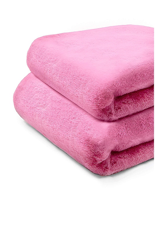 view 2 of 3 Jumbo Brady Faux Fur Blanket in Sugar Pink
