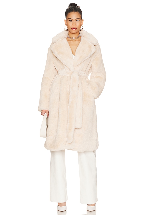 Apparis Mona Plant-based Fur Coat in Oat | REVOLVE