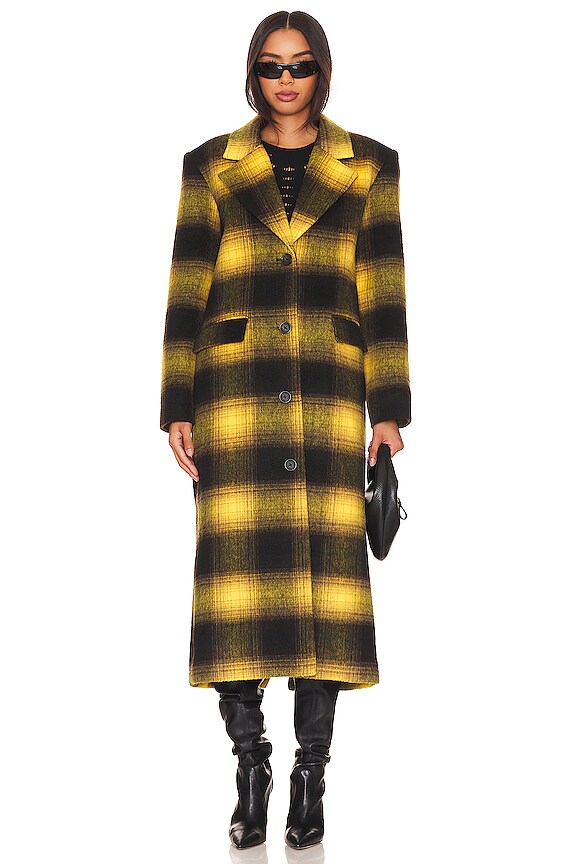 view 2 of 4 MANTEAU À CARREAUX ALMA in Noir & Yellow