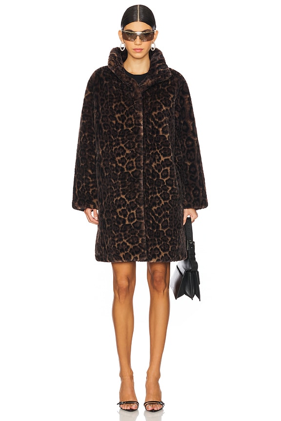 view 2 of 4 Blair Leopard Mid Length Coat in Dark Leopard