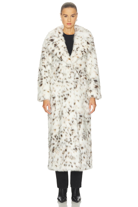 view 2 of 4 Gabrielle Snow Leopard Maxi Coat in Blanc Multi