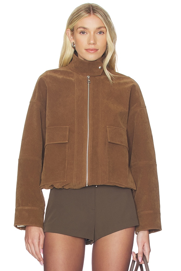 view 2 of 5 Kate Sans Suede Bomber Jacket in Saddle Brown