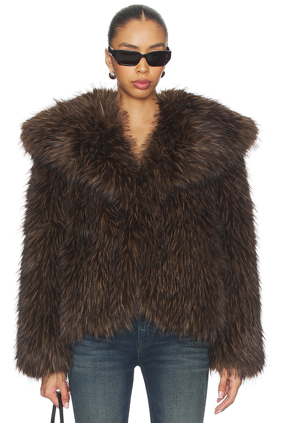 view 2 of 5 Yara Fox Coat in Dark Brown