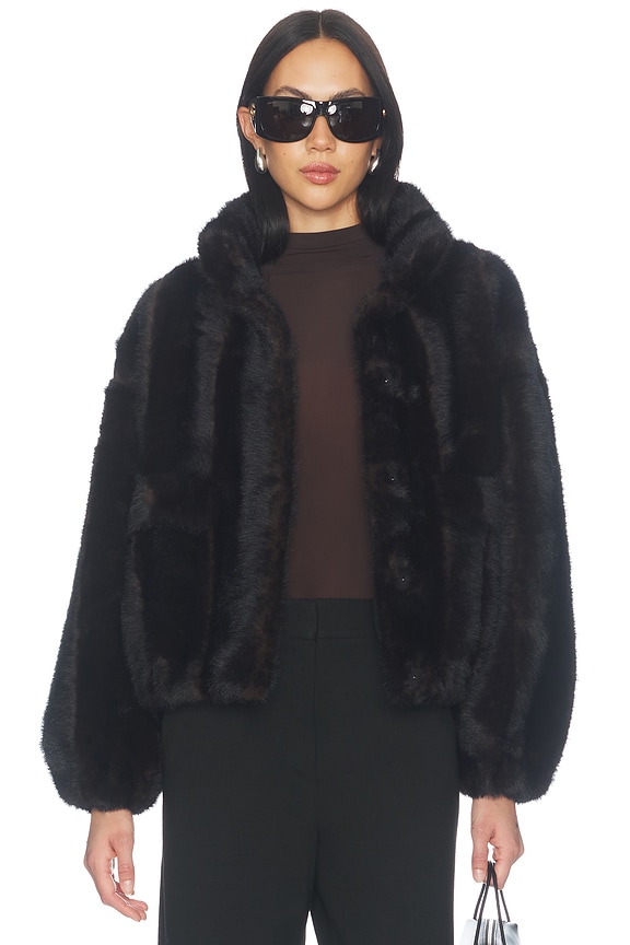 view 2 of 6 Iris Shaved Faux Mink Bomber in Noir Multi