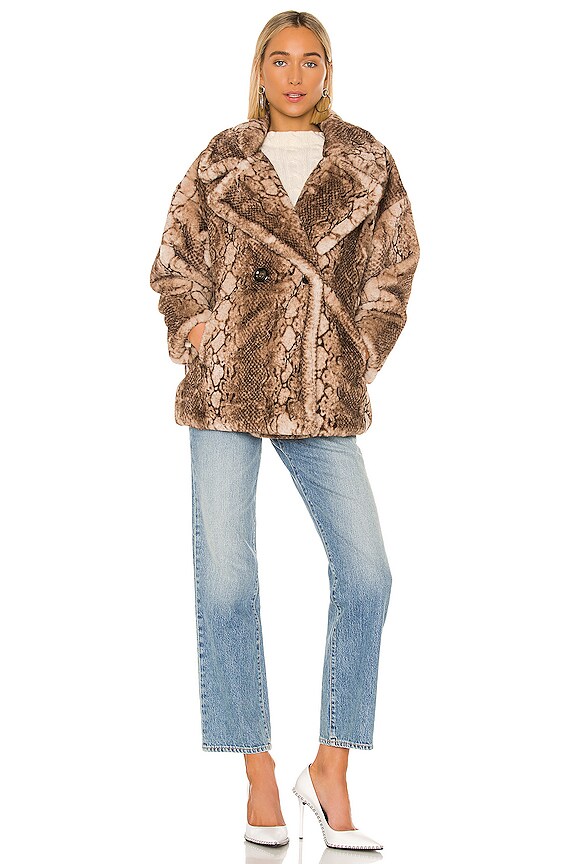 view 2 of 4 Cecile Faux Fur Coat in Mocha Python