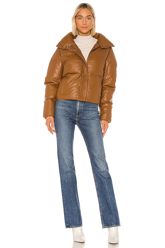 view 2 of 4 Camila Vegan Leather Puffer Jacket in Camel