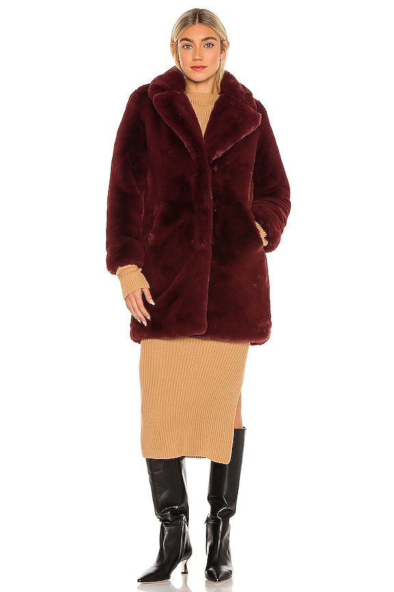 view 2 of 4 Sasha Faux Fur Jacket in Burgundy