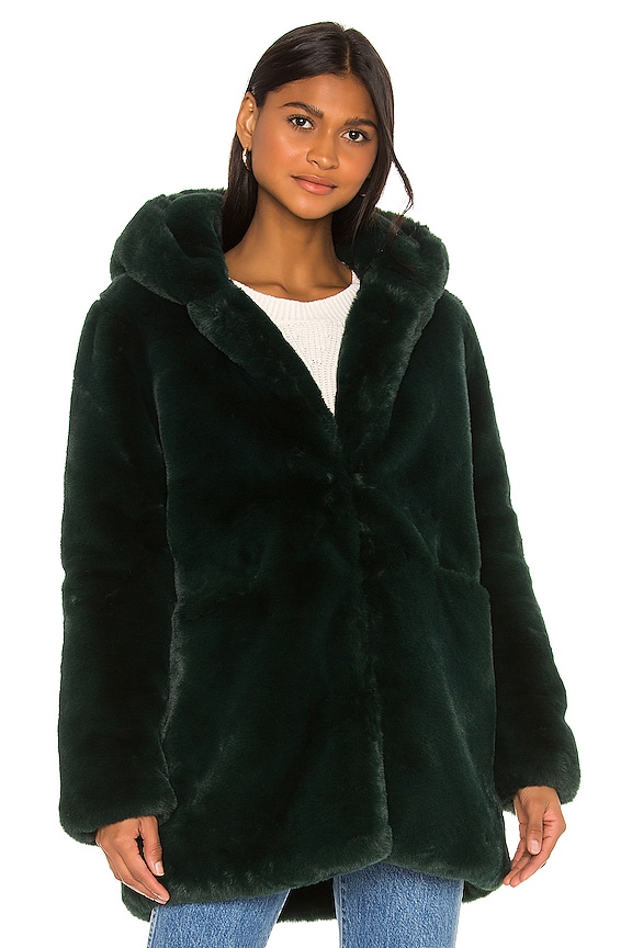 view 2 of 5 Marie Faux Fur Coat in Emerald Green