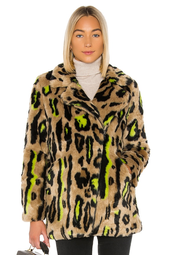 view 2 of 5 Chloe Faux Fur Coat in Neon Leopard