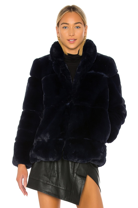 view 2 of 5 Sarah Faux Fur Jacket in Navy Blue