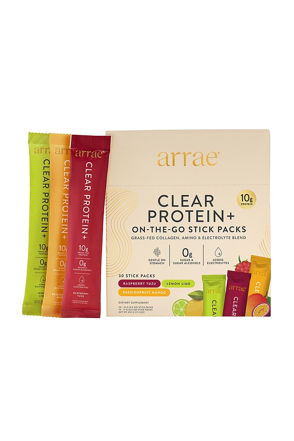 view 2 of 7 Clear Protein+ Dairy Free Protein & Electrolyte Blend Variety Pack in Raspberry Yuzu, Lemon Lime, Passionfruit Mango