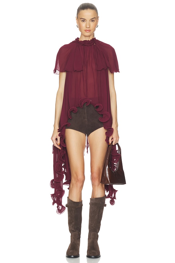 view 1 of 3 Heren Ruffle Top in Burgundy
