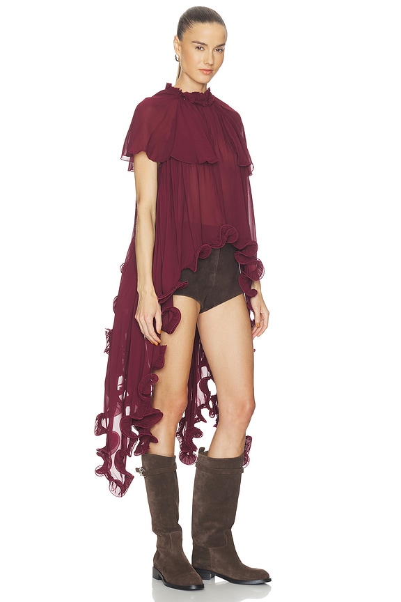 view 2 of 3 Heren Ruffle Top in Burgundy