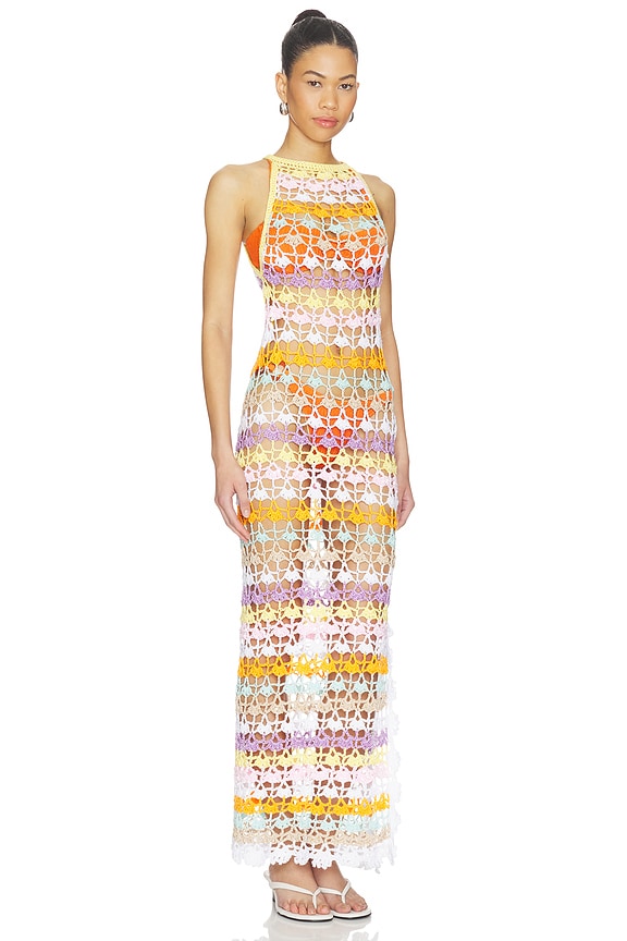 view 2 of 5 Handmade Crochet Dress in Rainbow Multicolor