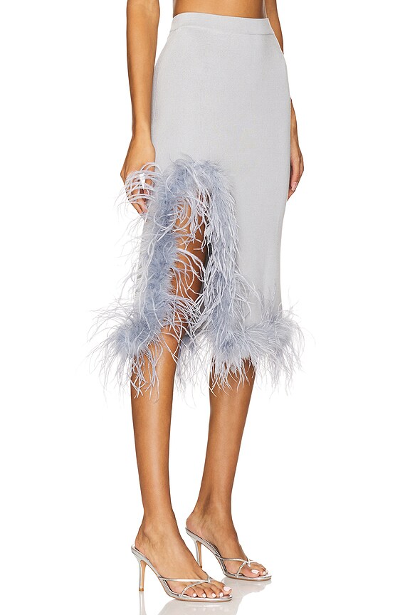 view 2 of 6 Grey Knit Skirt With Feathers in Grey