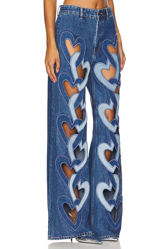 view 2 of 6 Heart Cutout Wide Leg in Multi Denim Wash