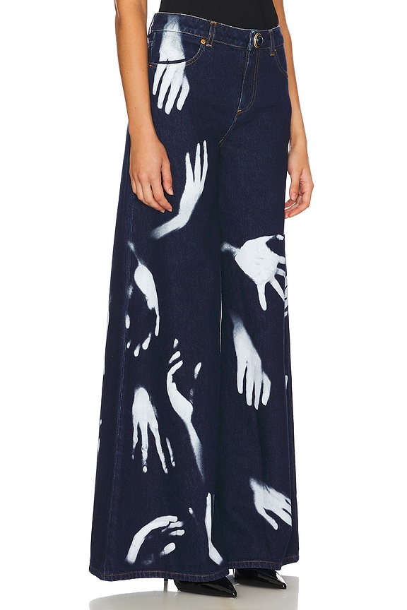 view 2 of 6 Handprint Wide Leg Jeans in Dark Blue