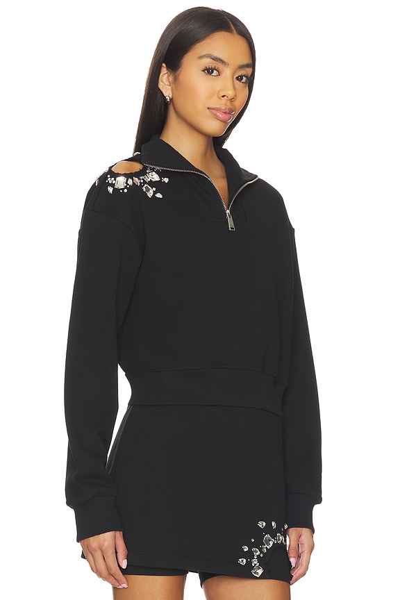 view 2 of 5 Cutout Quarter Zip Sweatshirt in Black