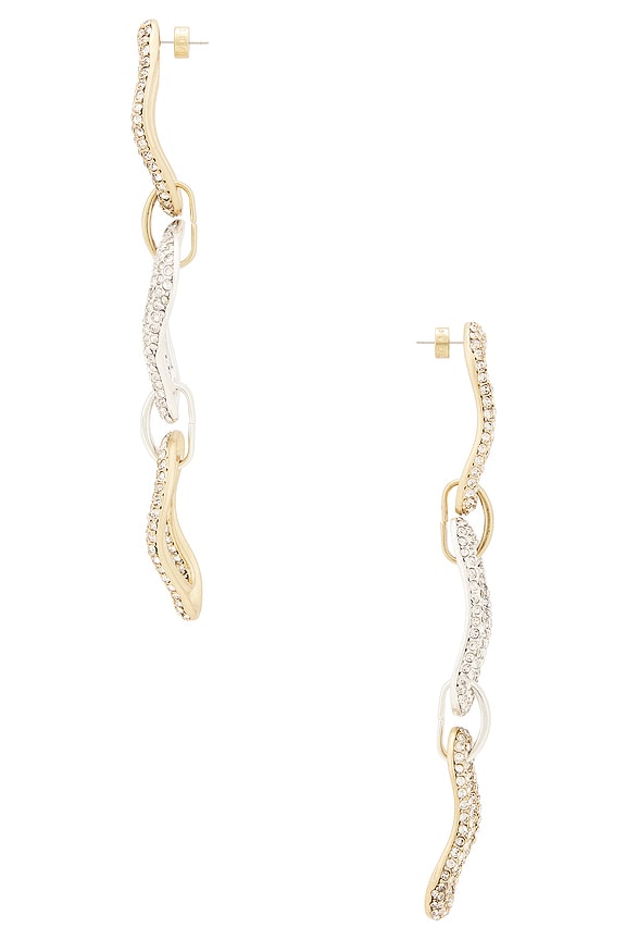 view 2 of 2 Crystal Link Drop Earrings in Antique Gold & Antique Silver