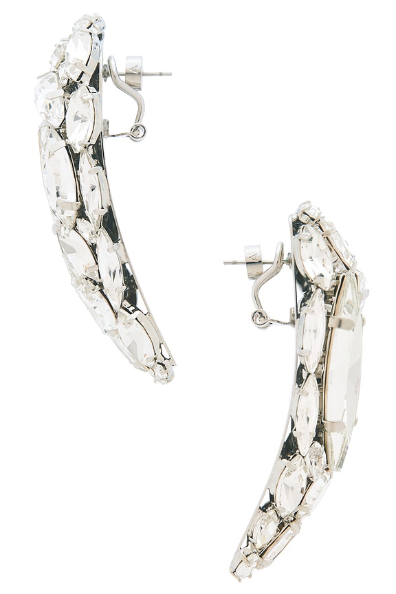 view 2 of 2 Crystal Cluster Triangle Earrings in Clear Crystal & Silver