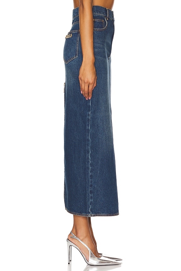 view 2 of 6 Slit Midi Skirt in Dark Medium Wash