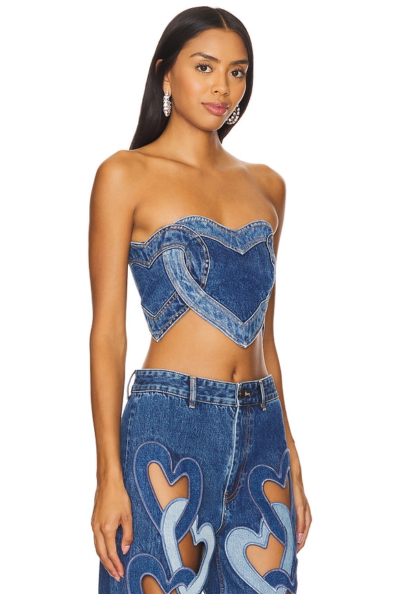 view 2 of 4 Heart Strapless Top in Multi Denim Wash