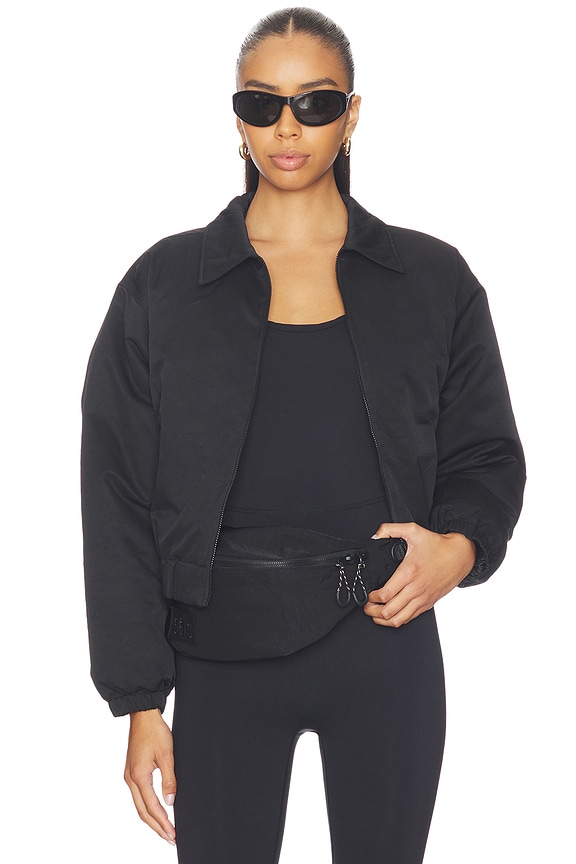 view 2 of 5 CAZADORA BOMBER RECORTADA CROPPED BOMBER JACKET in Black
