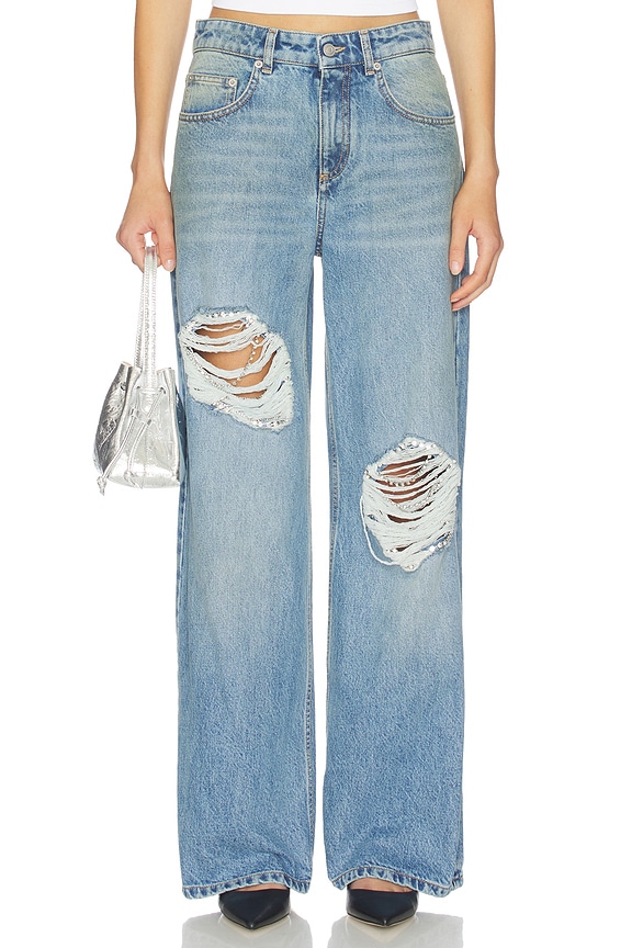 view 1 of 6 Crystal Fray Relaxed Jean in Medium Blue