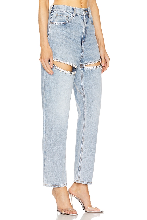 view 2 of 6 Crystal Slit Jean in Blue