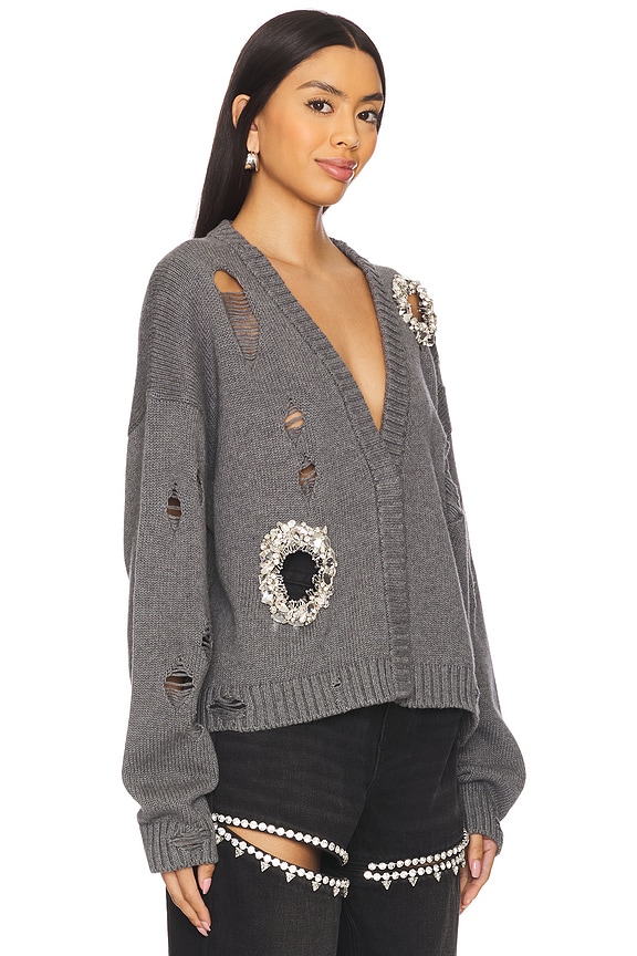 view 2 of 6 ディストレスドクリスタルカーディガン in Grey