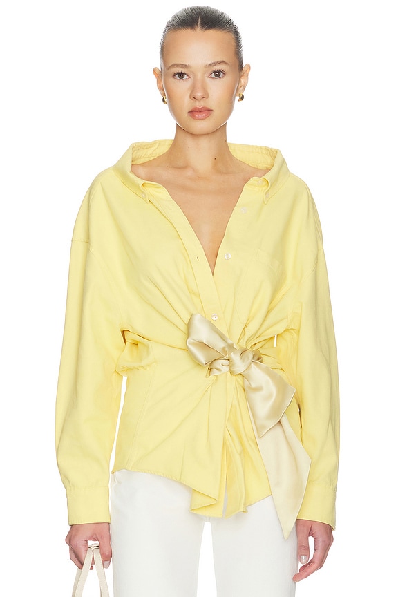 view 1 of 4 CHEMISE SATIN KNOT OXFORD in Light Yellow