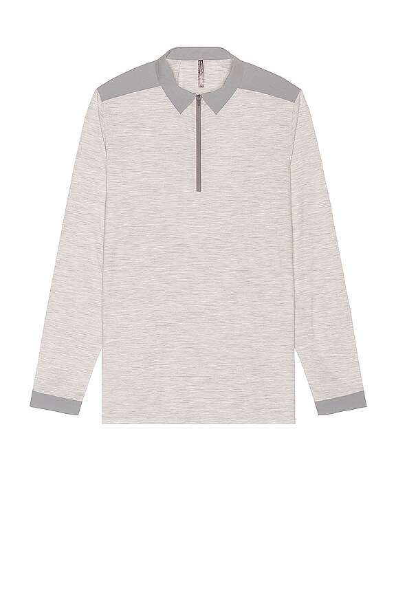 view 1 of 2 Frame Long Sleeve Polo in Light Grey Heather