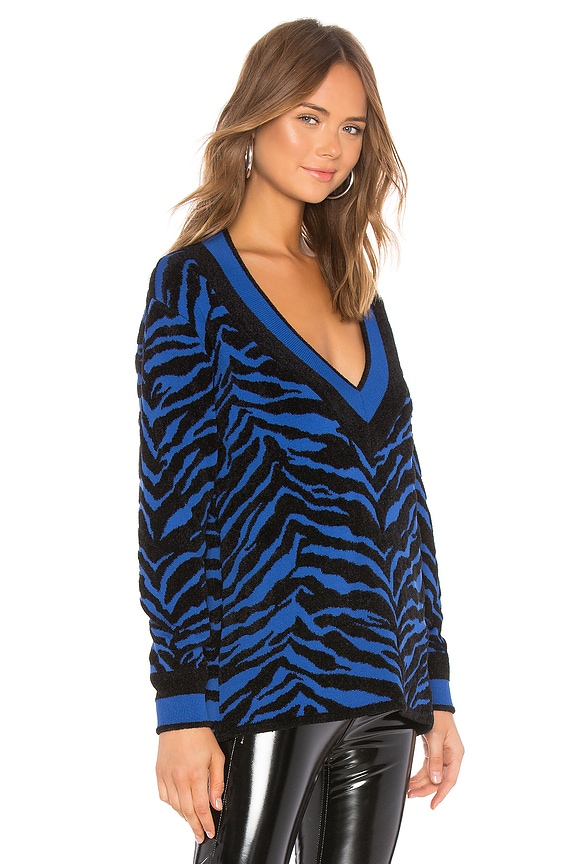 view 2 of 4 Deep V Sweater in Royal & Black