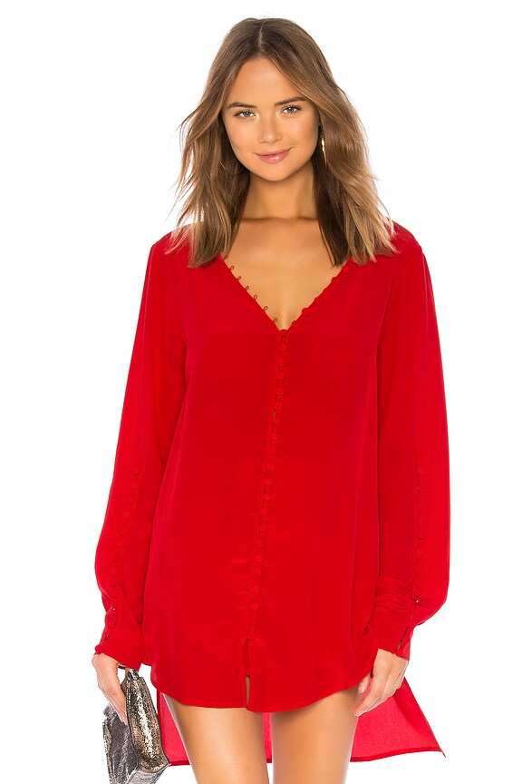 view 2 of 5 Off Shoulder Tunic Top in Red