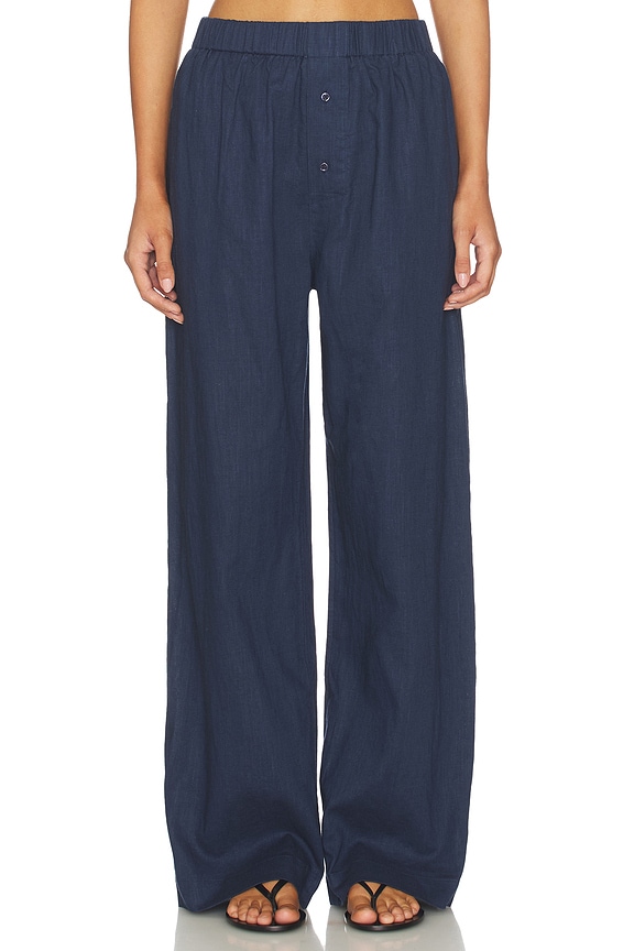 view 1 of 6 Linen Relaxed Pants in Navy