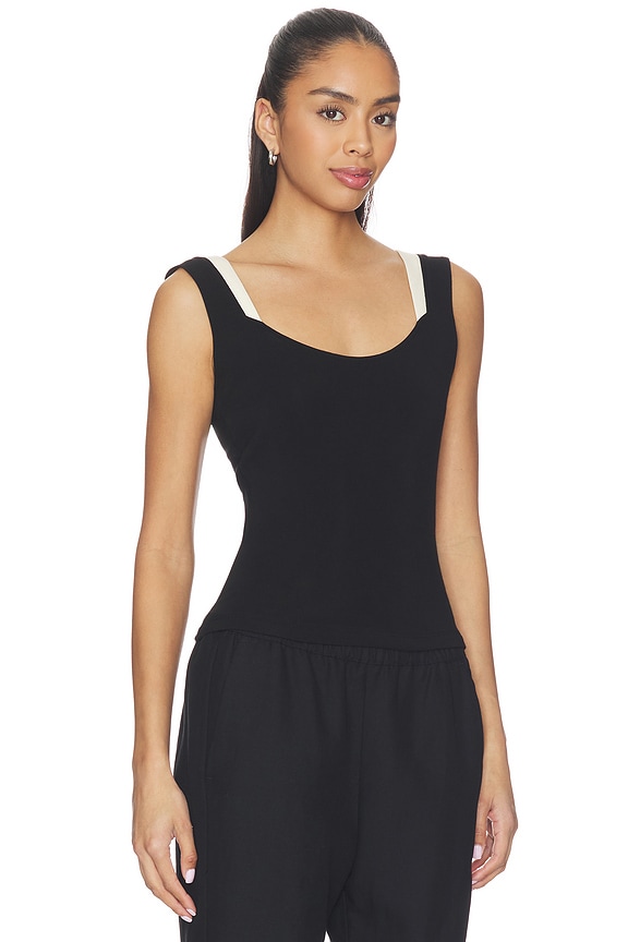view 2 of 4 Iris Layered Tank in Black & Cream