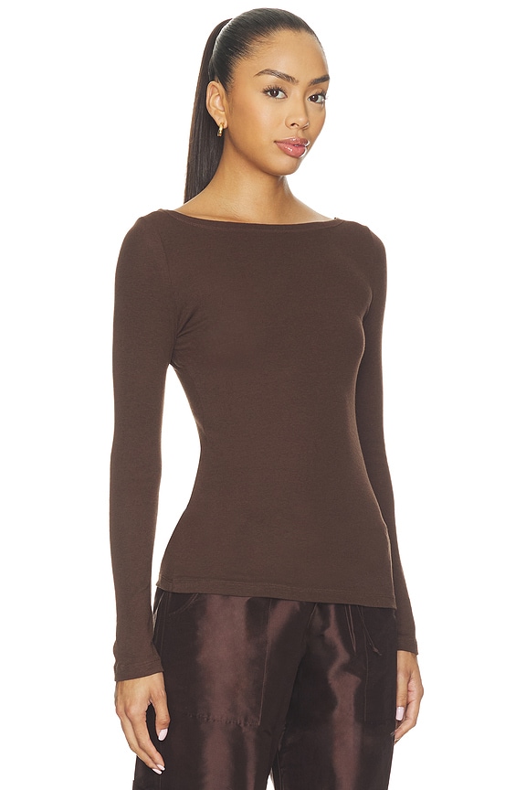 view 2 of 4 Lane Boat Neck Top in Chocolate Brown