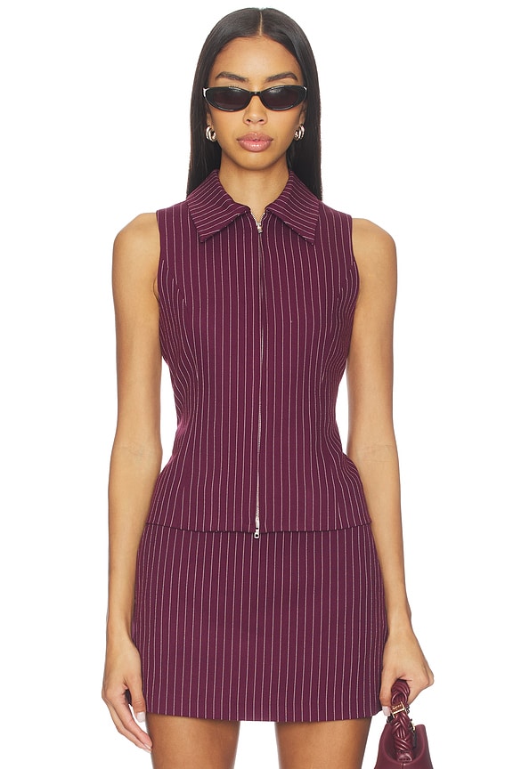 view 2 of 6 Kaia Vest in Merlot Stripe