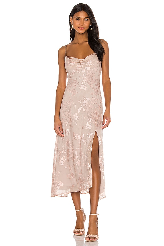 view 1 of 4 ROBE MI-LONGUE GAIA in Blush Floral Jacquard