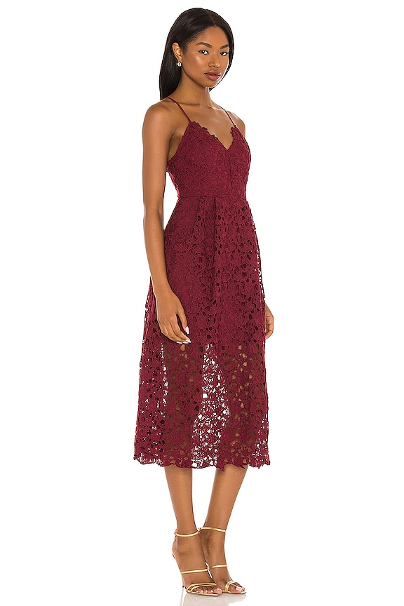 view 2 of 3 Lace A Line Midi Dress in Wine