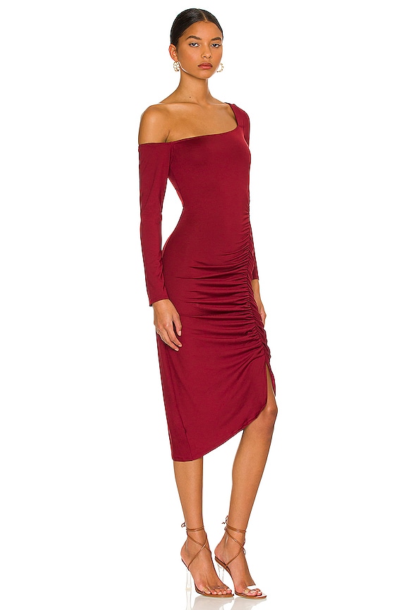 view 2 of 3 Off the Shoulder Midi Dress in Wine