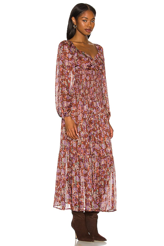 view 2 of 4 ROBE MAXI ARLETTE in Brown & Lavender Multi Floral