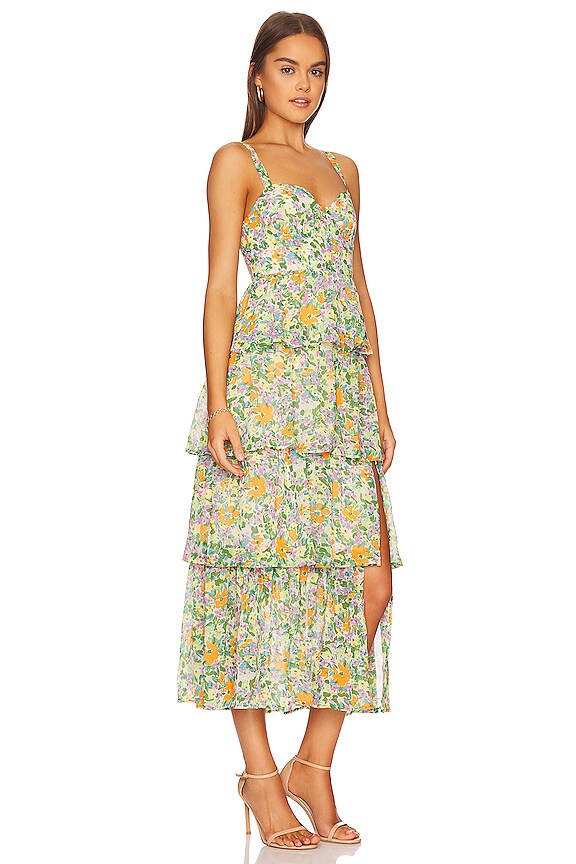 view 2 of 3 Midsummer Dress in Green & Orange Multi Floral