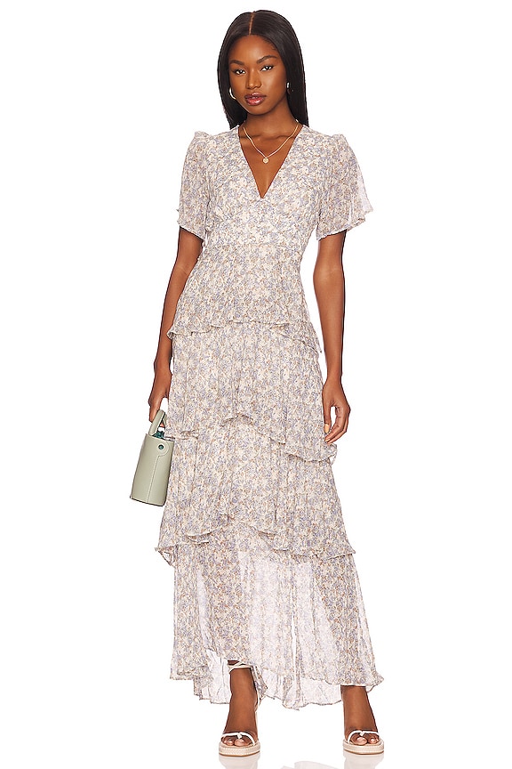 view 1 of 3 Talya Dress in Cream & Blue Floral