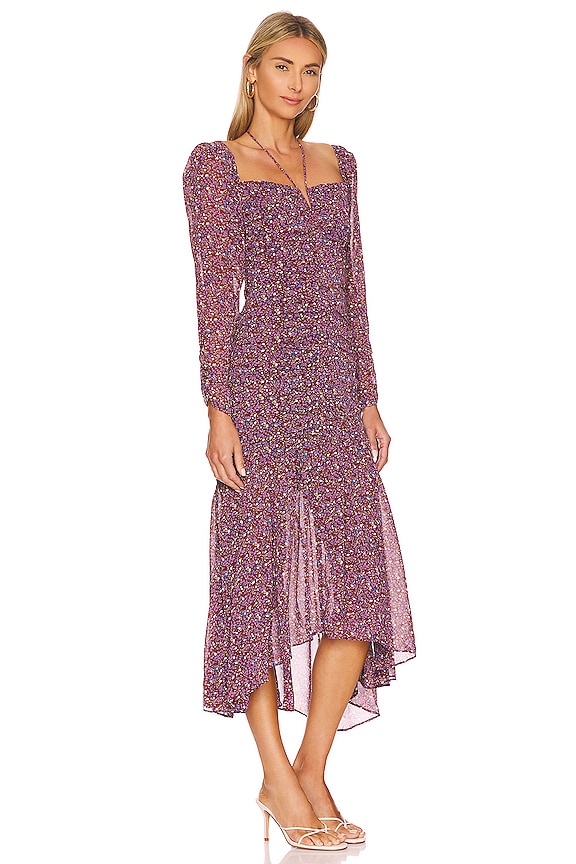 view 2 of 4 ROBE MI-LONGUE ATHENA in Brown & Purple Ditsy